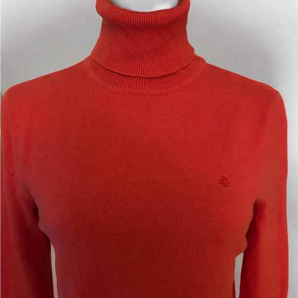 Lauren Ralph Lauren orange 100% cotton turtleneck sz M 006 - Picture 1 of 3